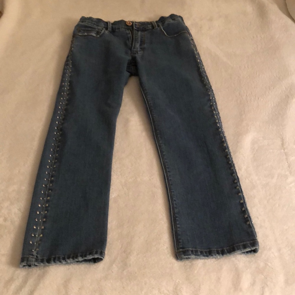 Stylish Dark Denim Jeans with rhinestones/studs